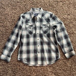 American Eagle Outfitters Black and Gray Plaid Shirt